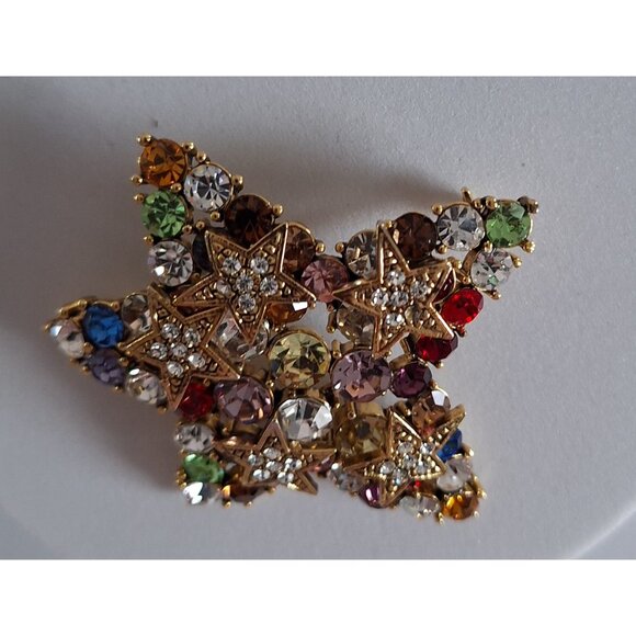 Lauren Spencer Multicolor Crystal Star Brooch – Gold-Tone, Brilliant Rhinestones - Picture 5 of 9